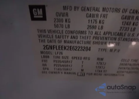 2014 Chevrolet Equinox Ls из США, поврежденный, VIN 2GNFLEEK2E6223204